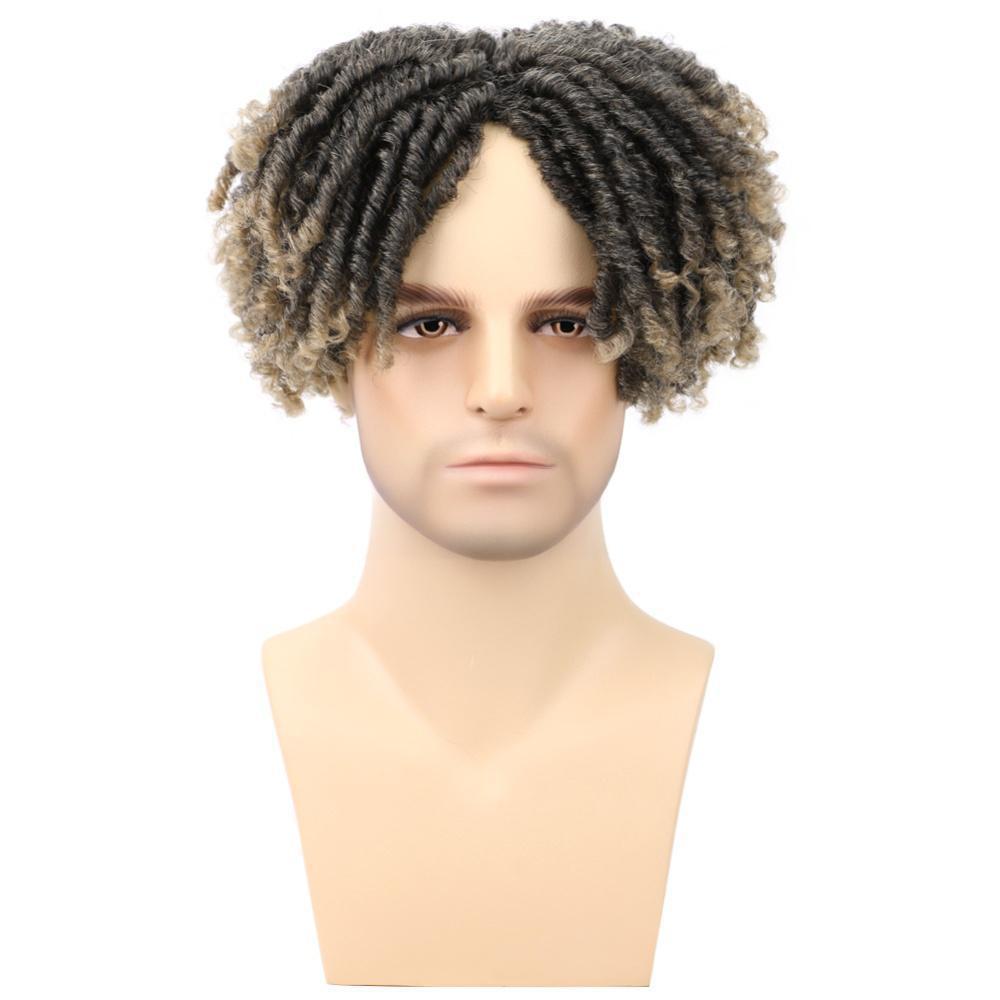Fiber Small Roll Black African Dreadlocks Men's Wig