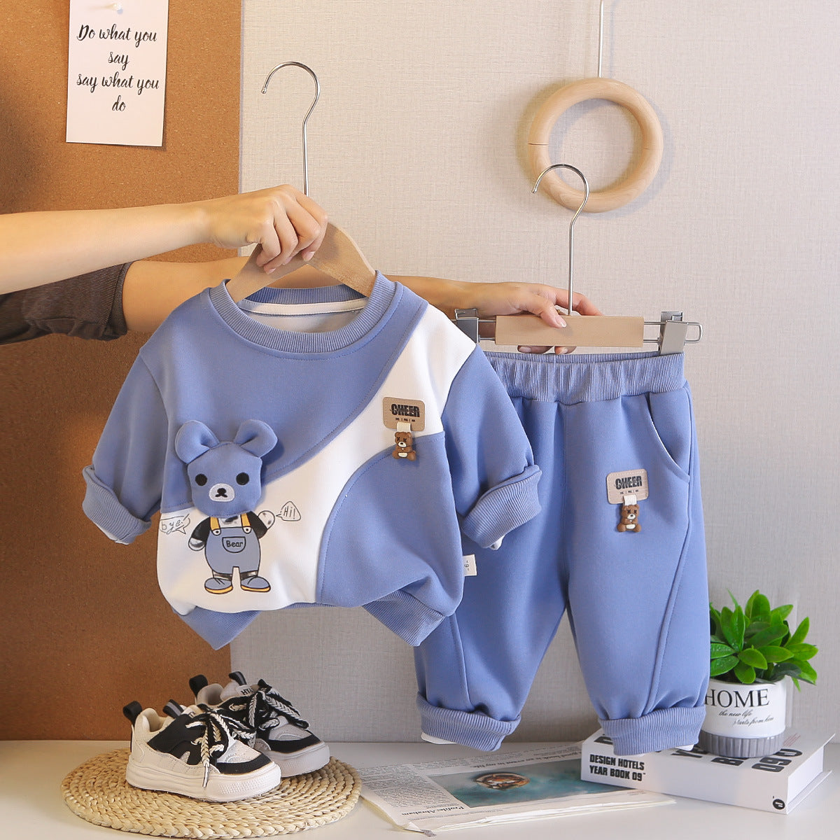 Children's Western Style Cartoon Long-sleeved Sweater Two-piece Children's Suit