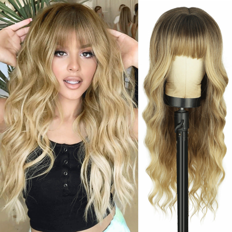 Gradient Color Curly Female Chemical Fiber Wig Long Curls