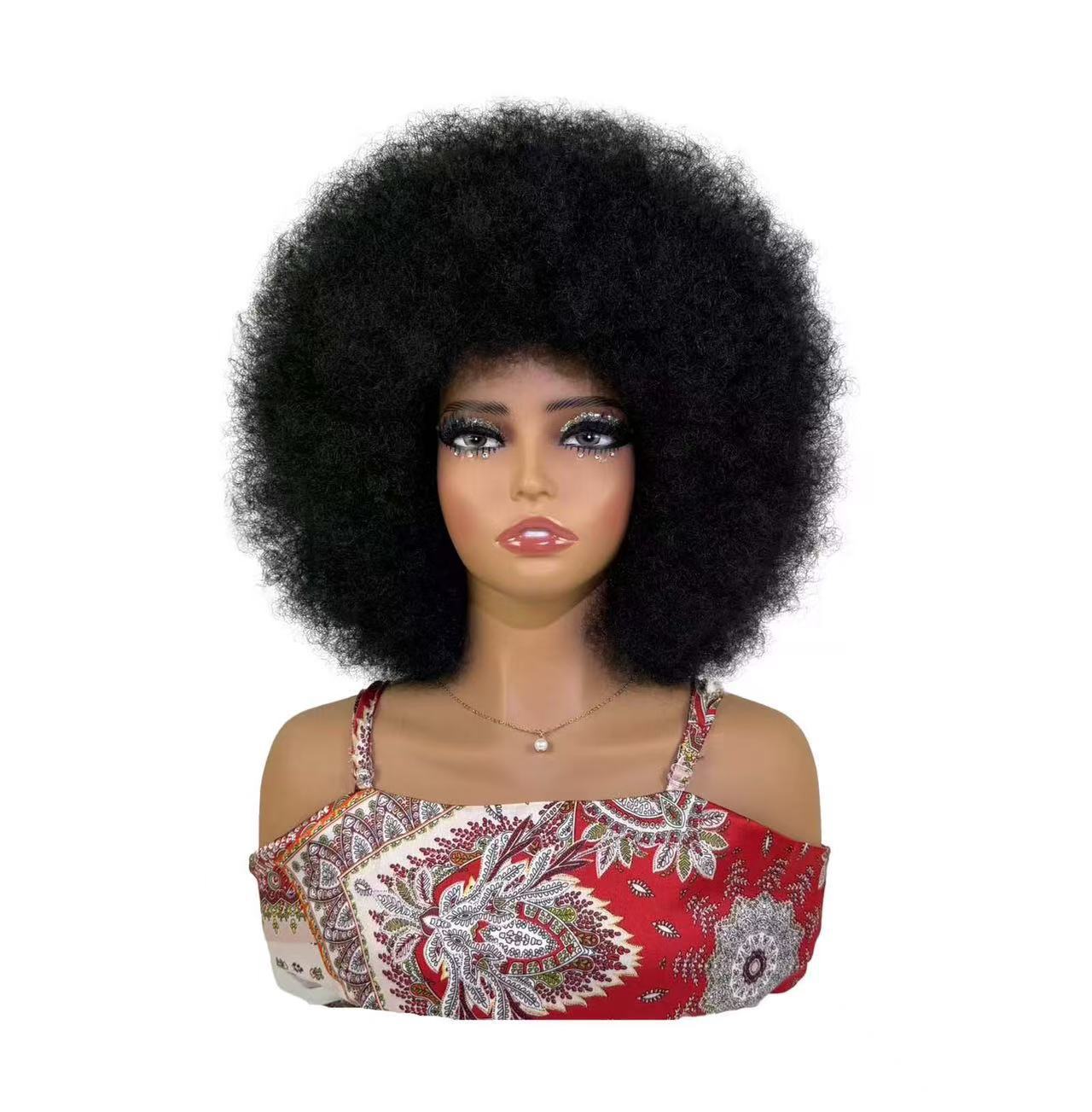 Afro Black African Wigs With Small Head Cover Fluffy Wig Short Curly Hair