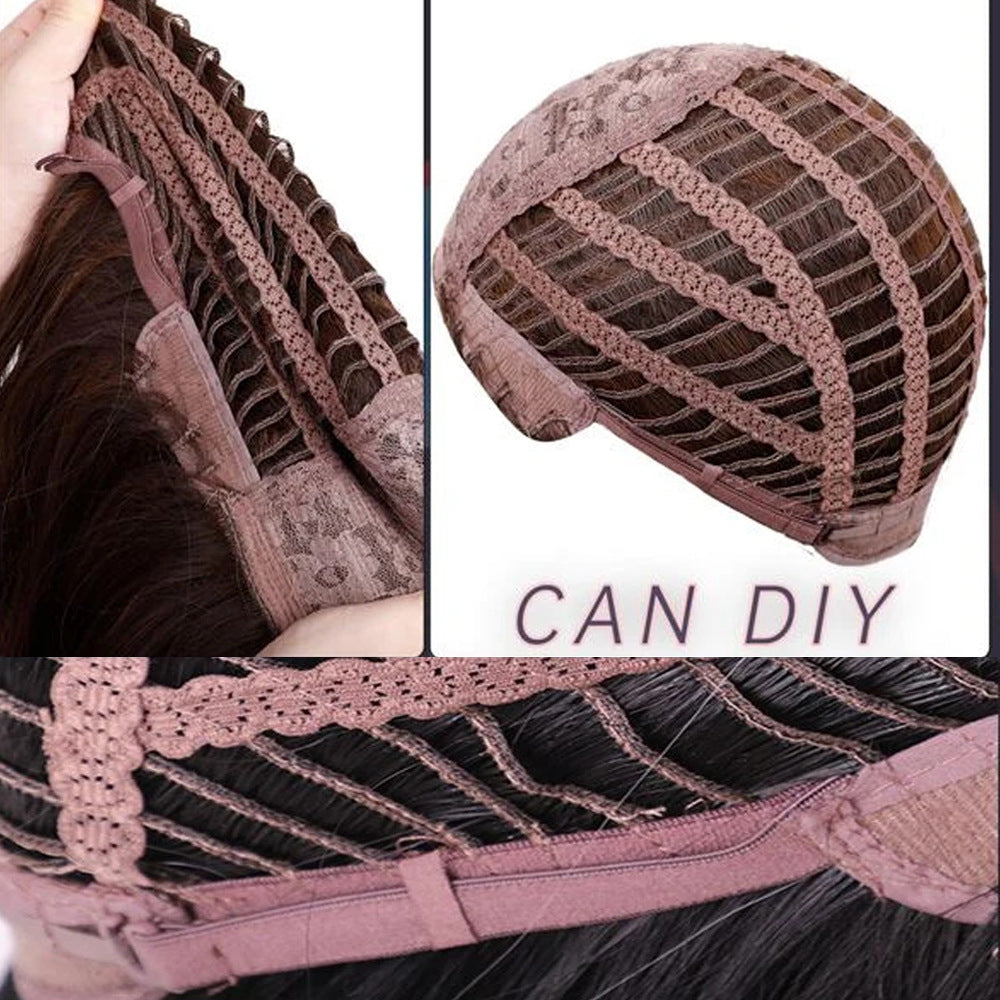Female Summer Natural Cartoon Bangs Mid-length Collarbone Length Real Hair Wig