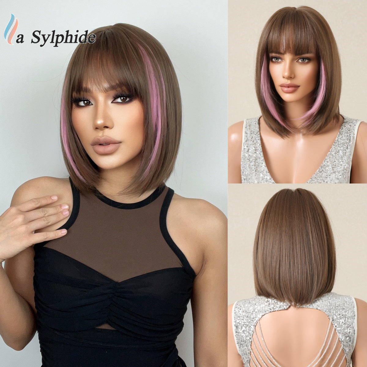 Face Natural Simulation Human Hanging Ear Dyed Wig Short Straight Hair