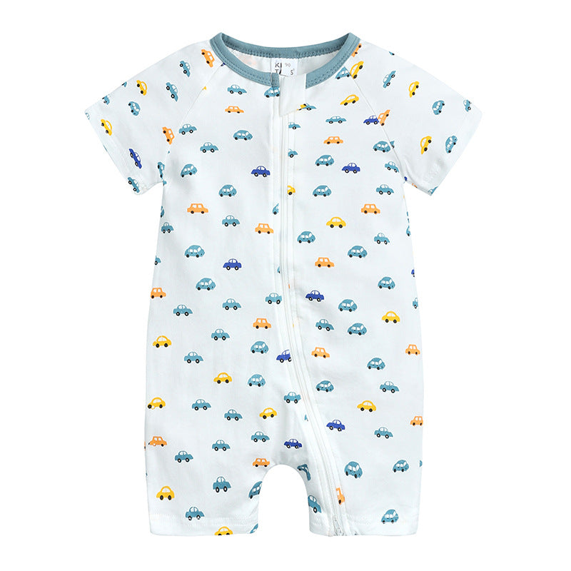 Short-sleeved Double Zipper One-piece Cotton Unisex Jumpsuit, Climbing Suit