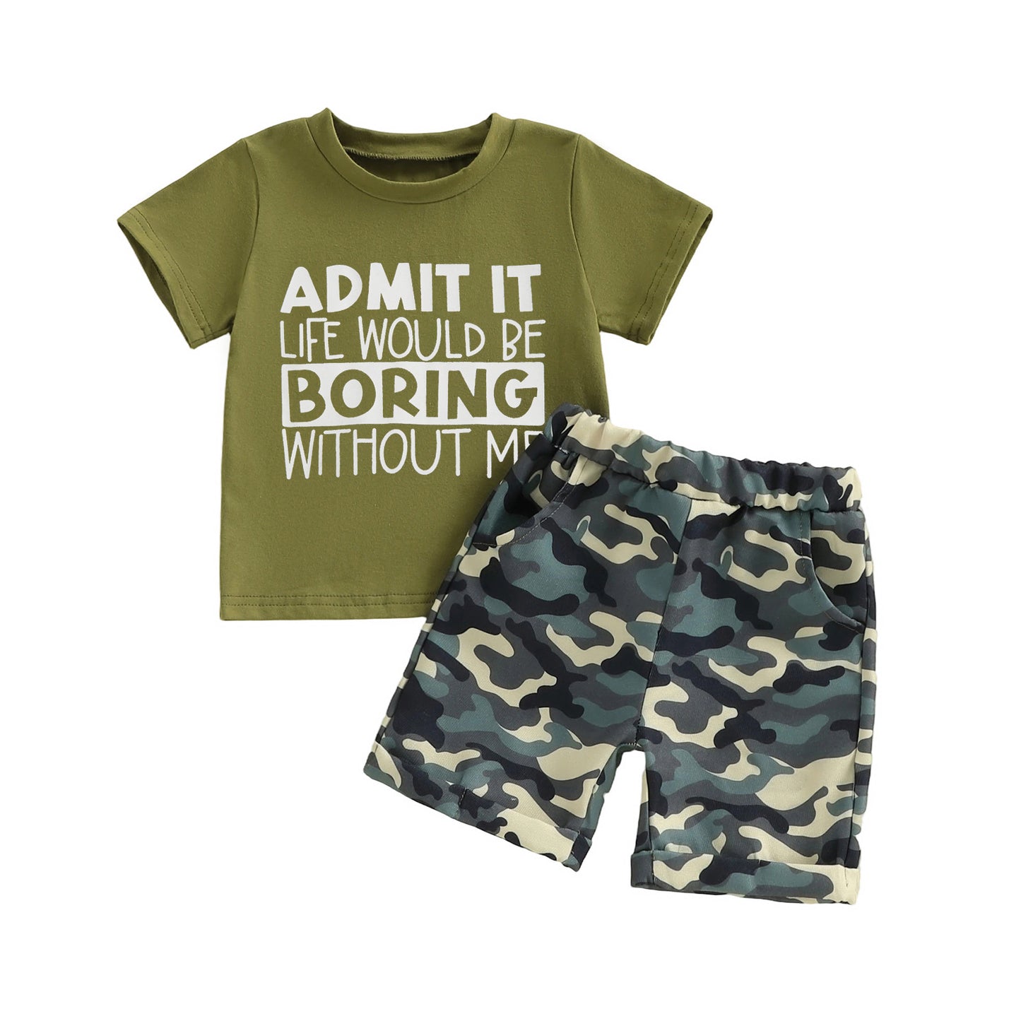 Boy Printed Short Sleeve Camouflage Shorts Children's Suit