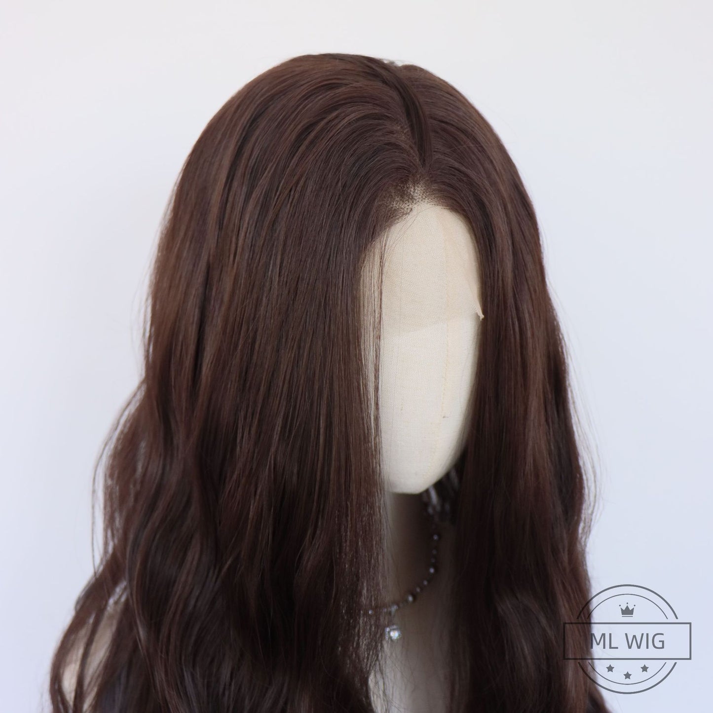 Dark Brown Synthetic Lace Wavy Curly Hair Wig Long Curls