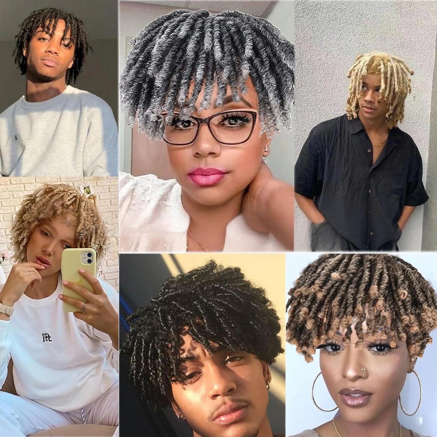 Fiber Small Roll Black African Dreadlocks Men's Wig