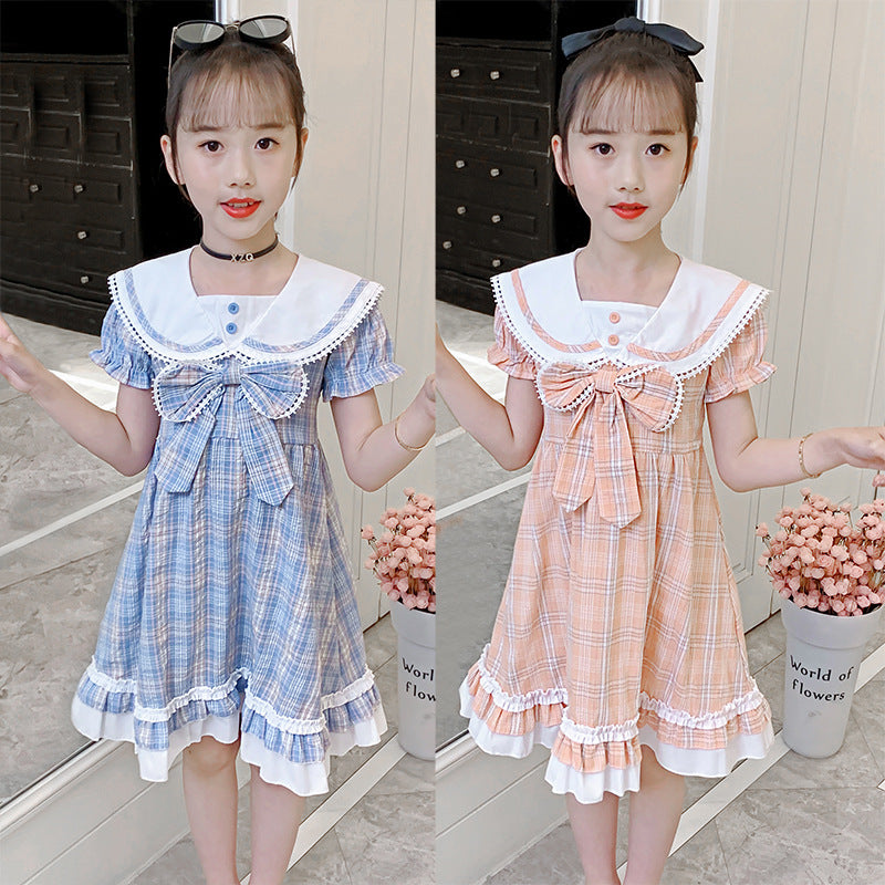 Preppy Style Bow Lolita Skirt Uniform Children's Dress