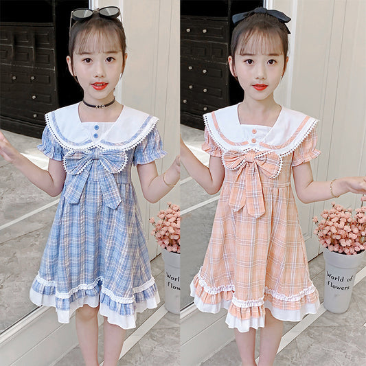 Preppy Style Bow Lolita Skirt Uniform Children's Dress