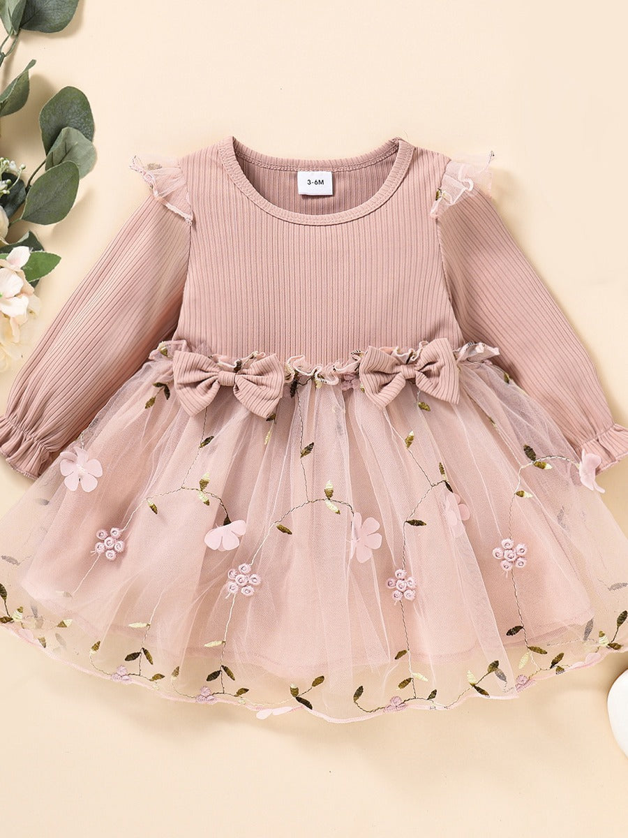 Children's Clothing Mesh Style Long-sleeved Skirt Trendy Children's Dress