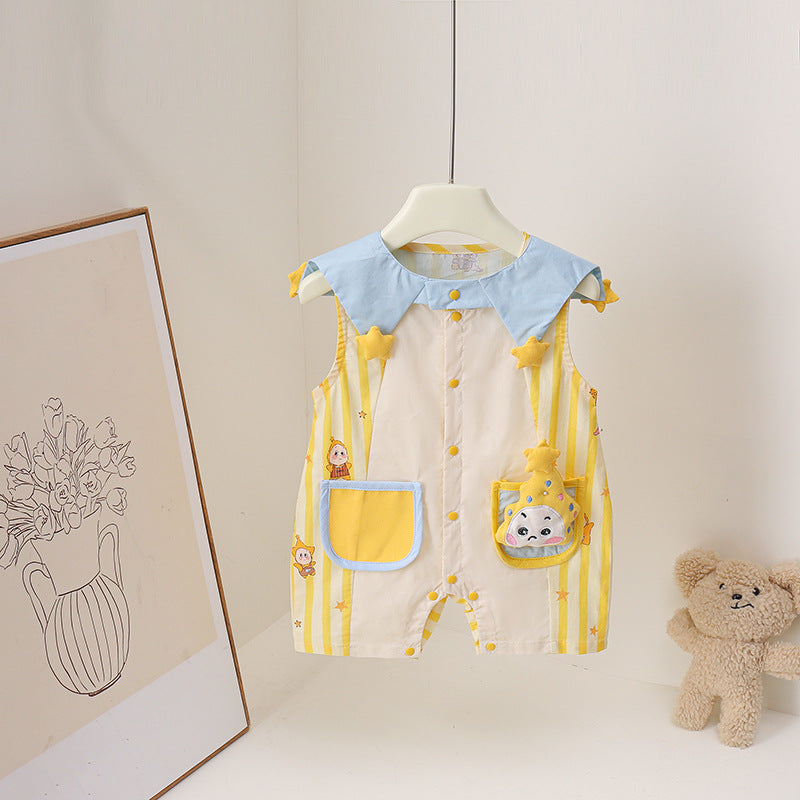 Style Cartoon Short-sleeved Rompers Western Star Dream Pocket Jumpsuit, Climbing Suit
