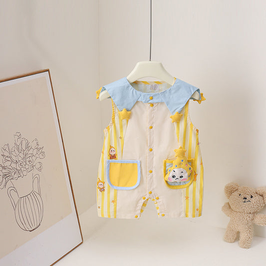 Style Cartoon Short-sleeved Rompers Western Star Dream Pocket Jumpsuit, Climbing Suit