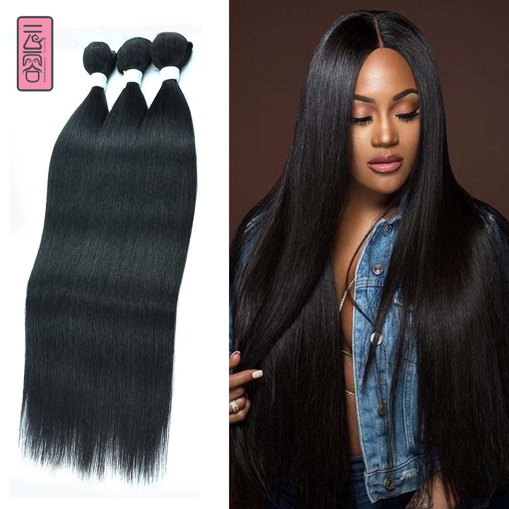 Women's Chemical Fiber African Hair Band Weft Long Straight Wig