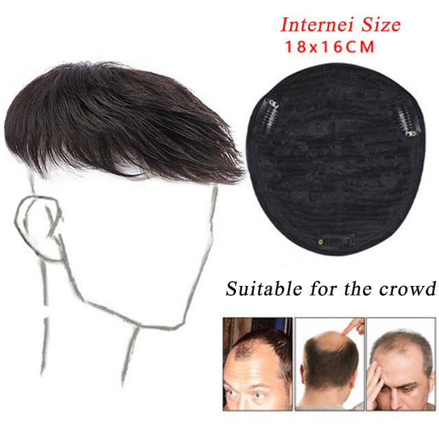 Men's Human Hair Covering Bald Breathable Comfortable Wig