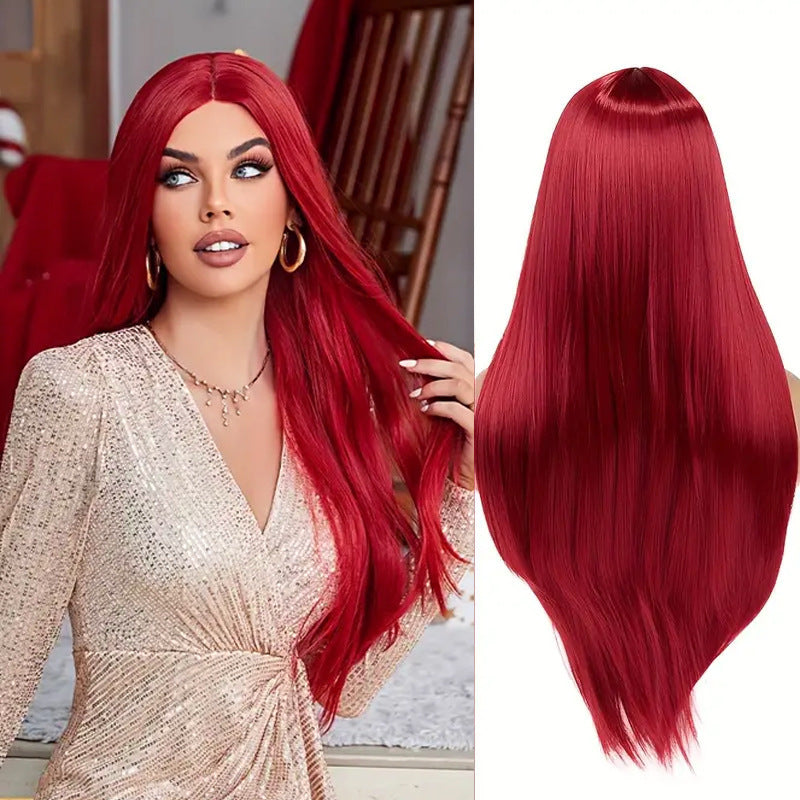 Women's Layered Collarbone Length Haircut Head Dyed Long Straight Wig
