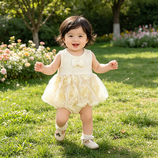 Children's Clothing Jumpsuit Sweet Cute Flower Lace Princess Style Triangle Jumpsuit, Climbing Suit