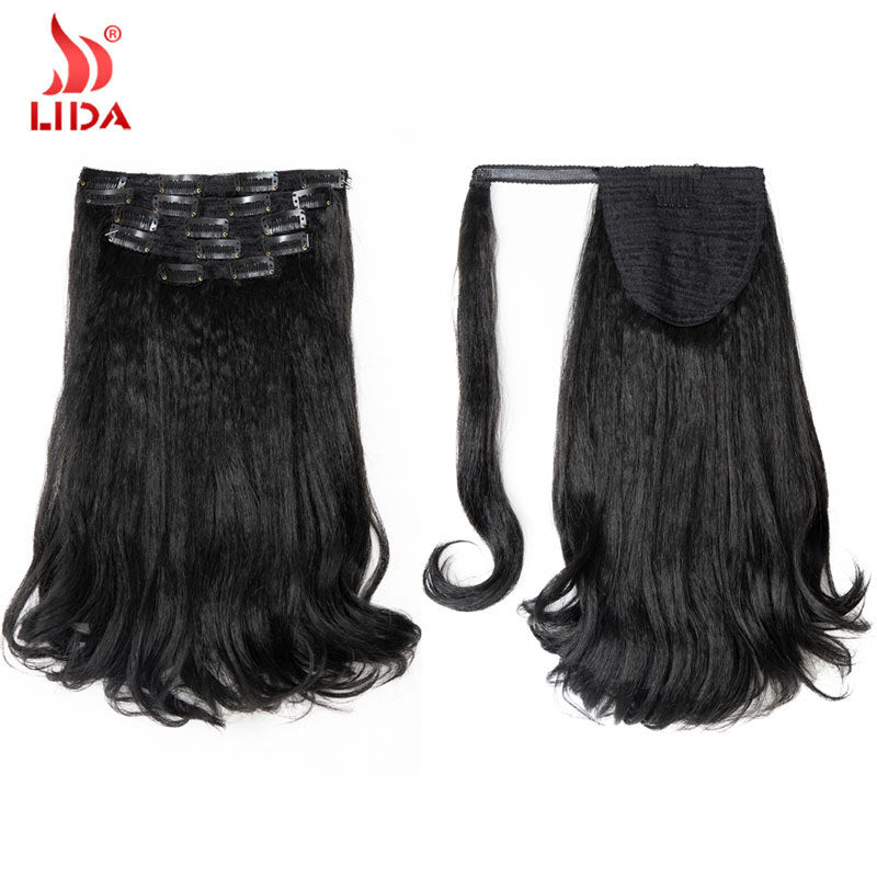Trendy Fiber Ponytail Hairpiece Clip Suit Long Straight Wig