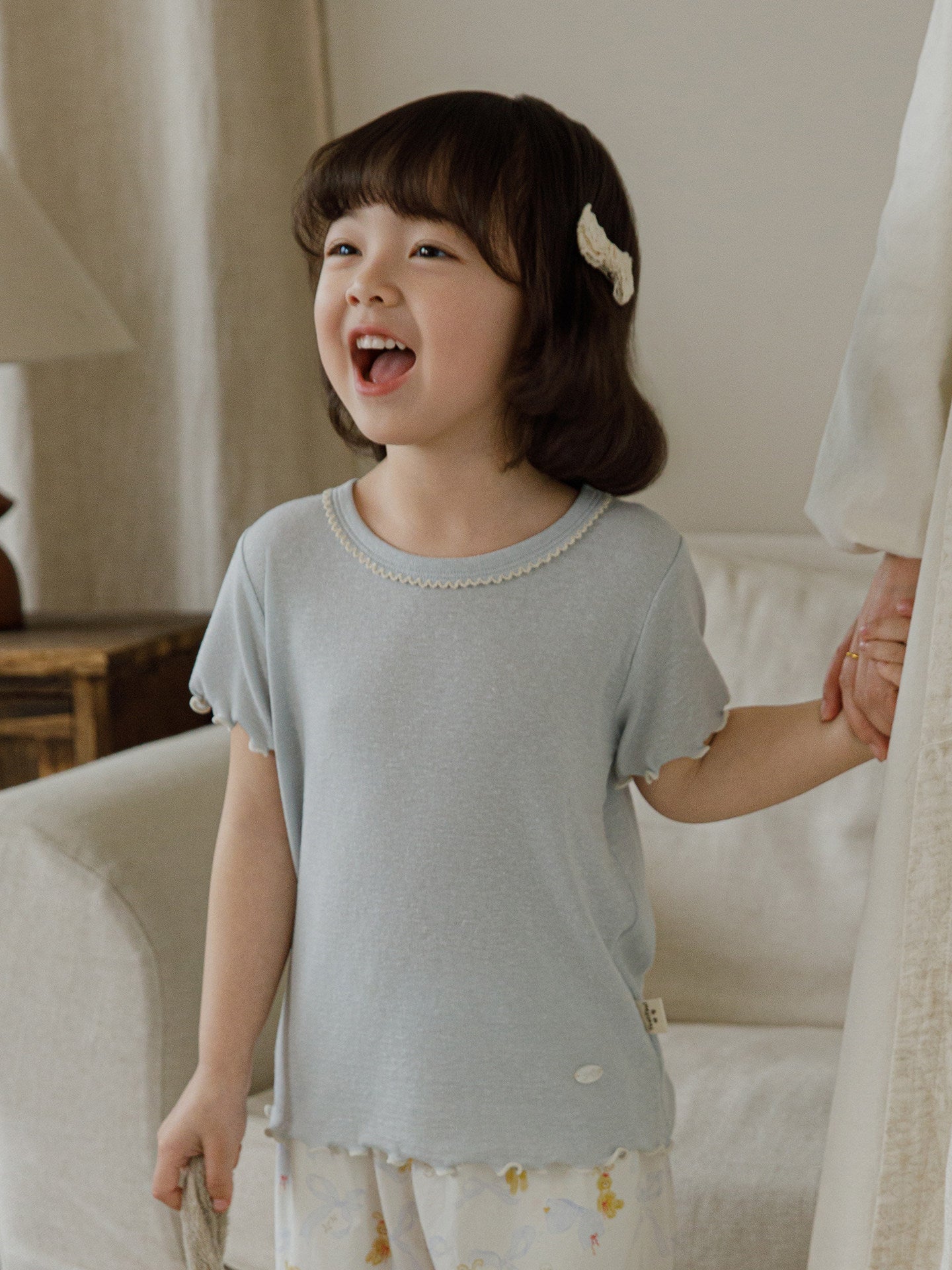Vitality Stringy Seedge Short Sleeve Summer Snowflake Texture Sweet Cute Children's T-shirt