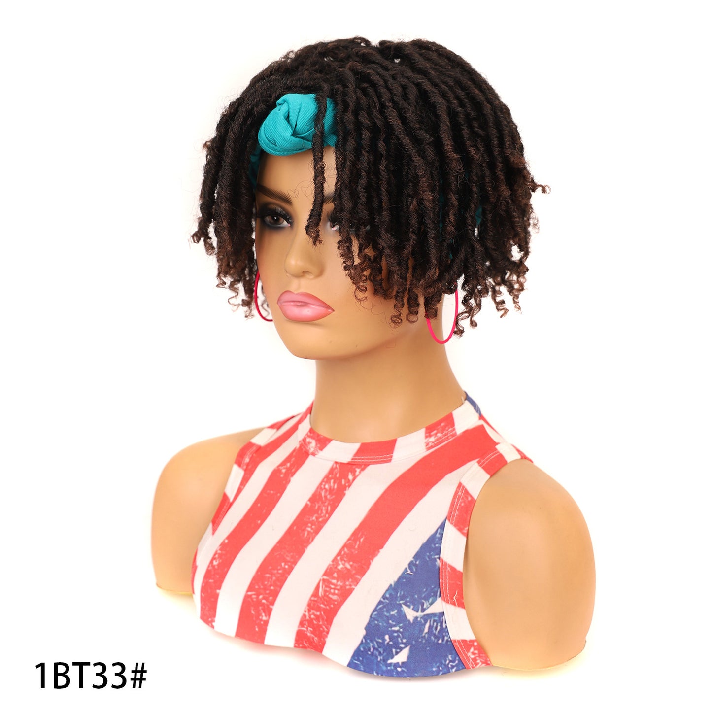 Turban Head Sleeve Curved Cover African Wig Short Curly Hair