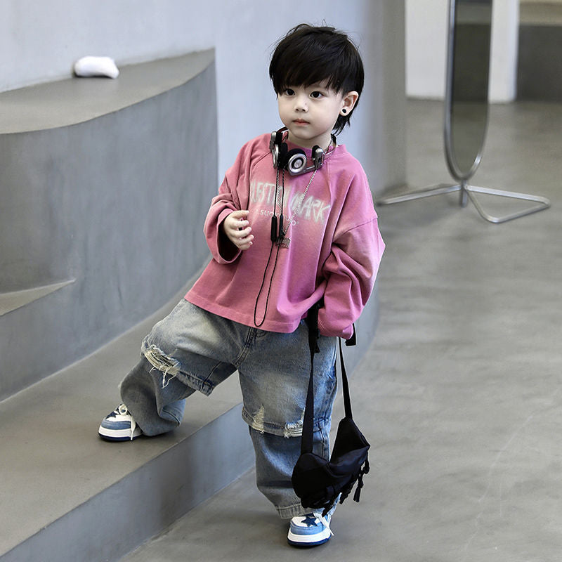 Children's Clothing Korean Style Pink Gradient Bottoming Shirt Fashion Personality Children's Suit