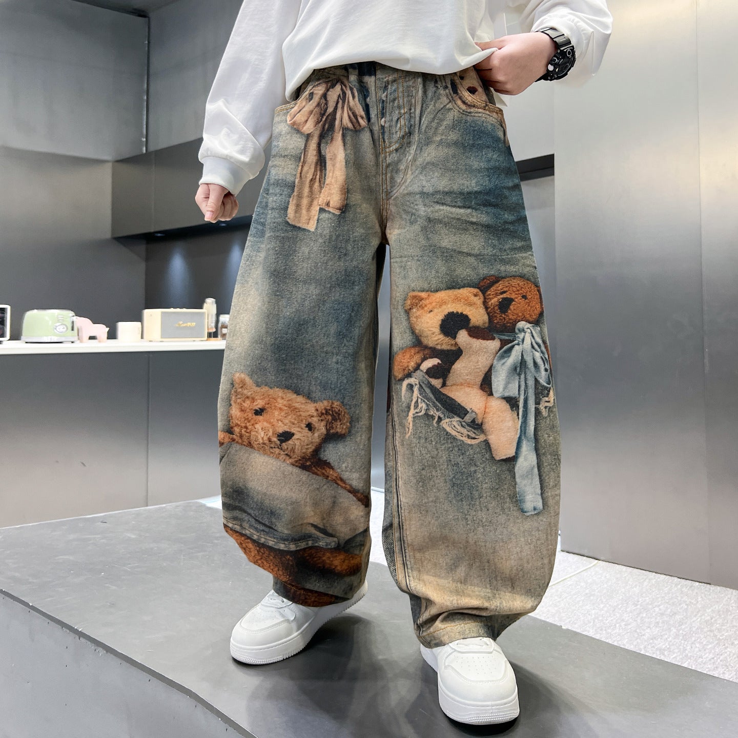Children's Boys Casual Korean Cartoon Printed Fried Street Children's Pants
