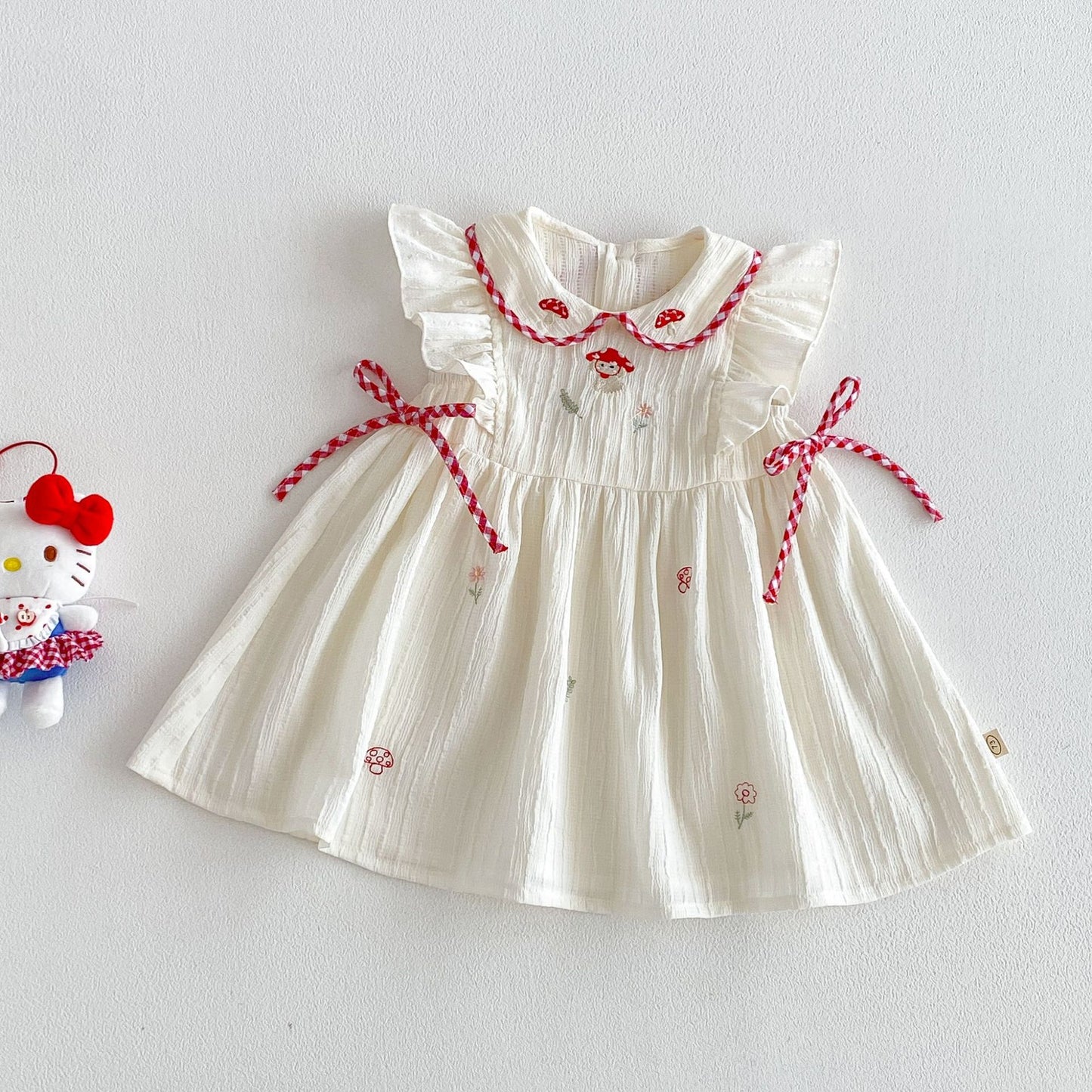 Fashion Embroidery Vest Summer Korean Style Cute Flounced Sleeve Doll Children's T-shirt
