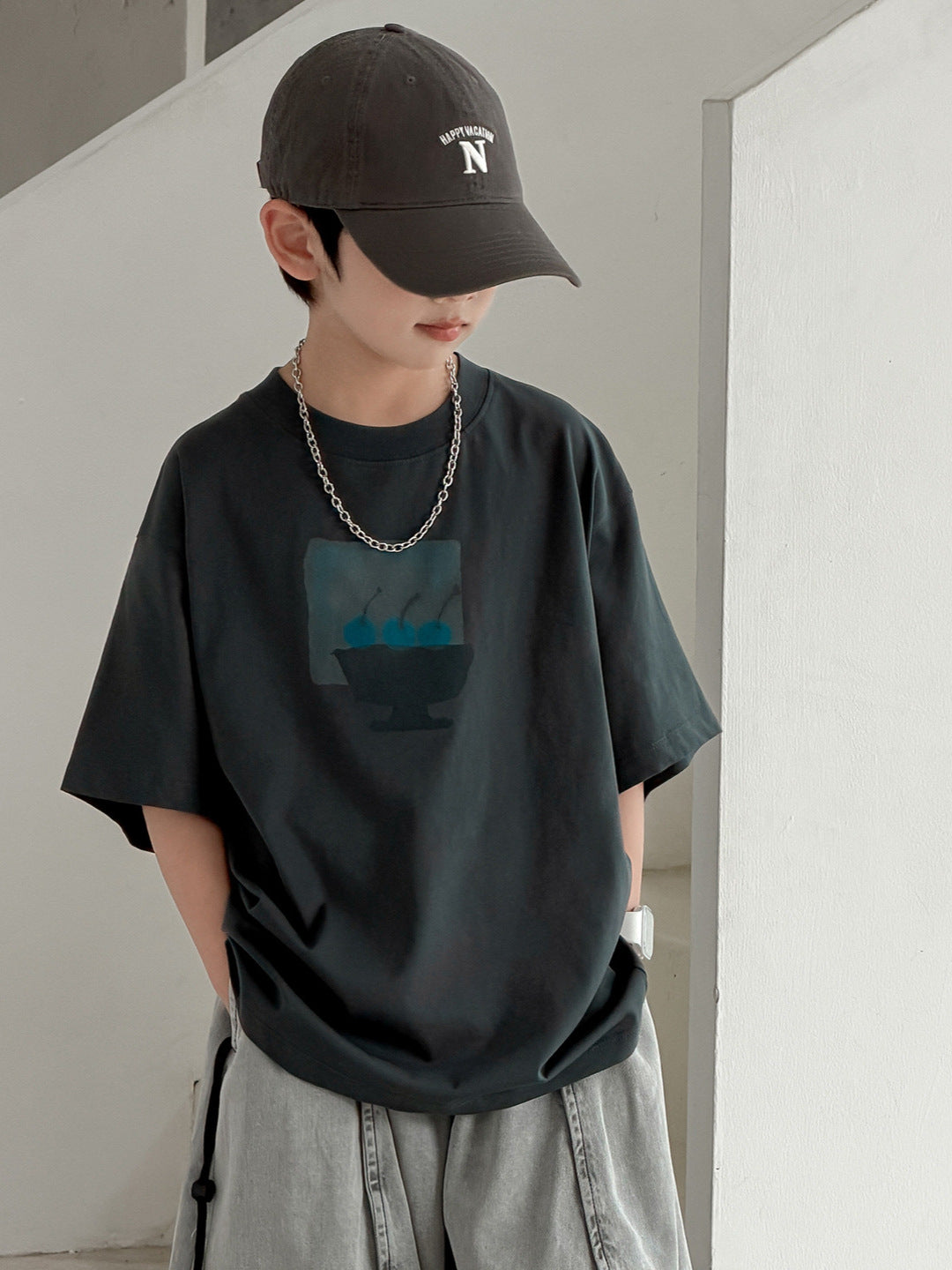 Summer Wear Loose Top Boy Half Sleeve Children's T-shirt