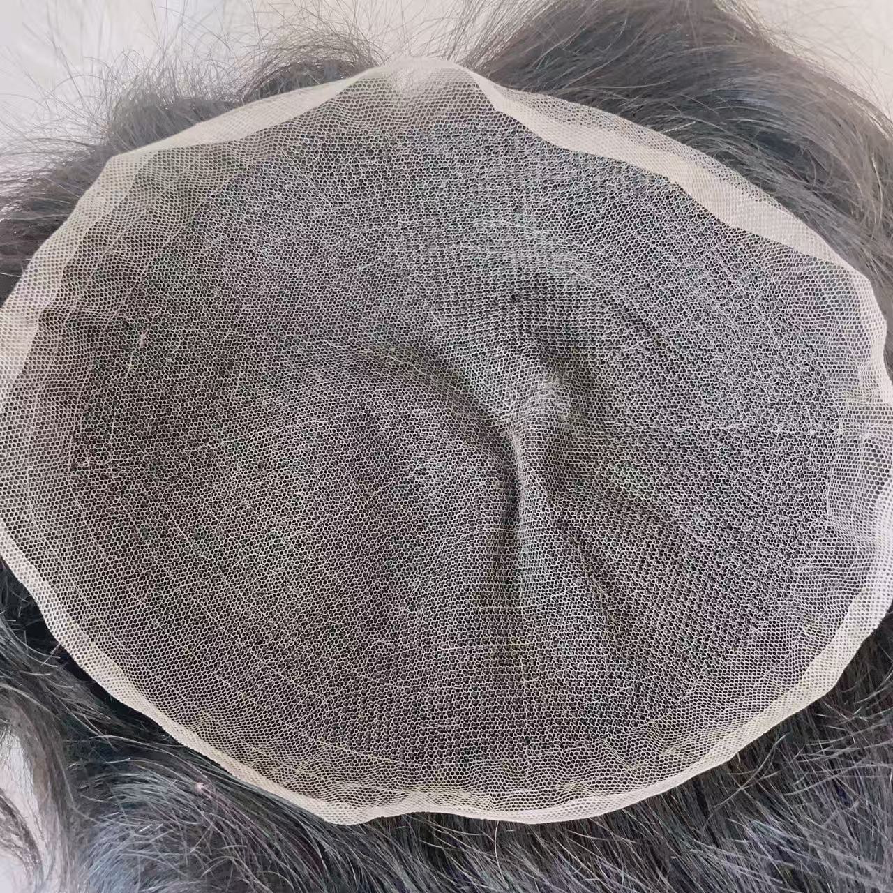 Men's Hair Supplementing Piece Supernatural Hairline Hand Woven Transparent Men's Wig