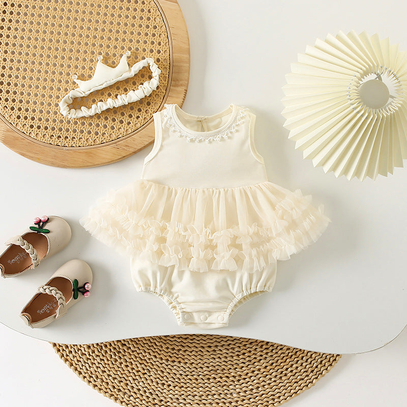 Children's Summer Clothing Jumpsuit Princess Style Rompers Crown Jumpsuit, Climbing Suit
