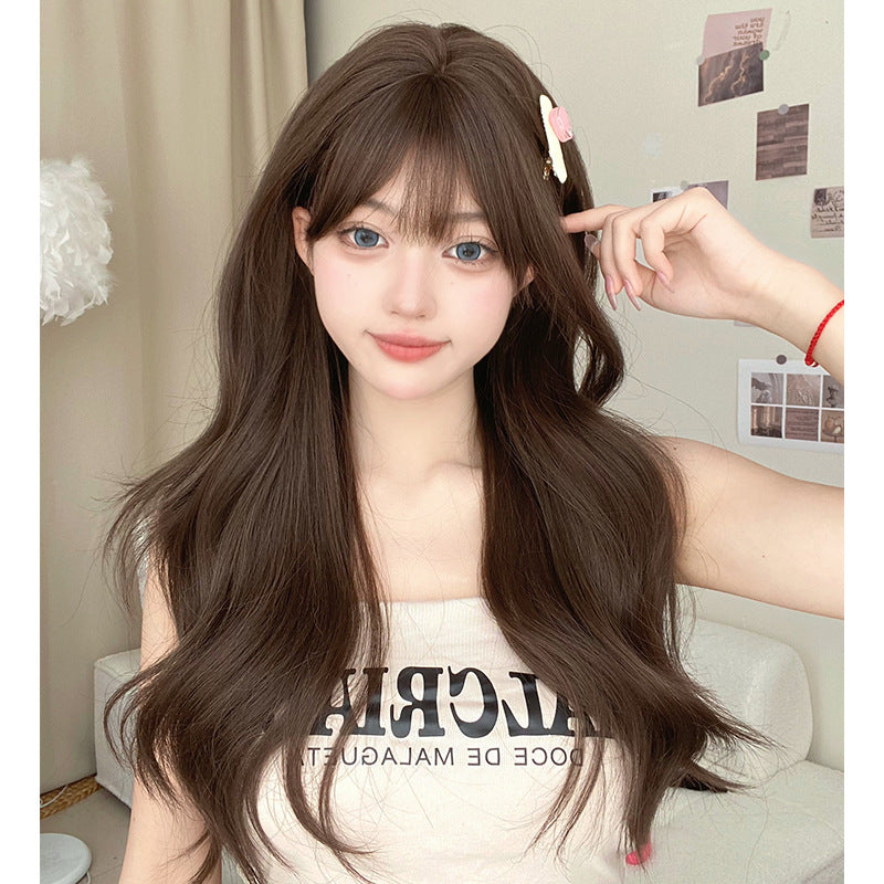 Women's Gentle Temperament Curly Hair Fashion Lady Big Wave Sheath Wig Long Curls