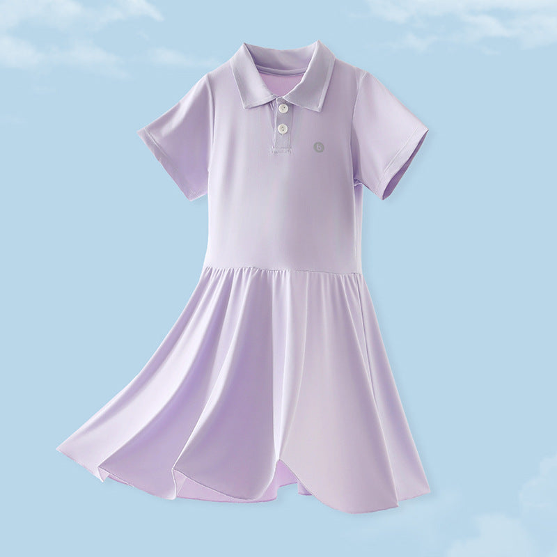 Children's Summer Collar Short-sleeved Tennis Skirt Outdoor Sun Children's Dress