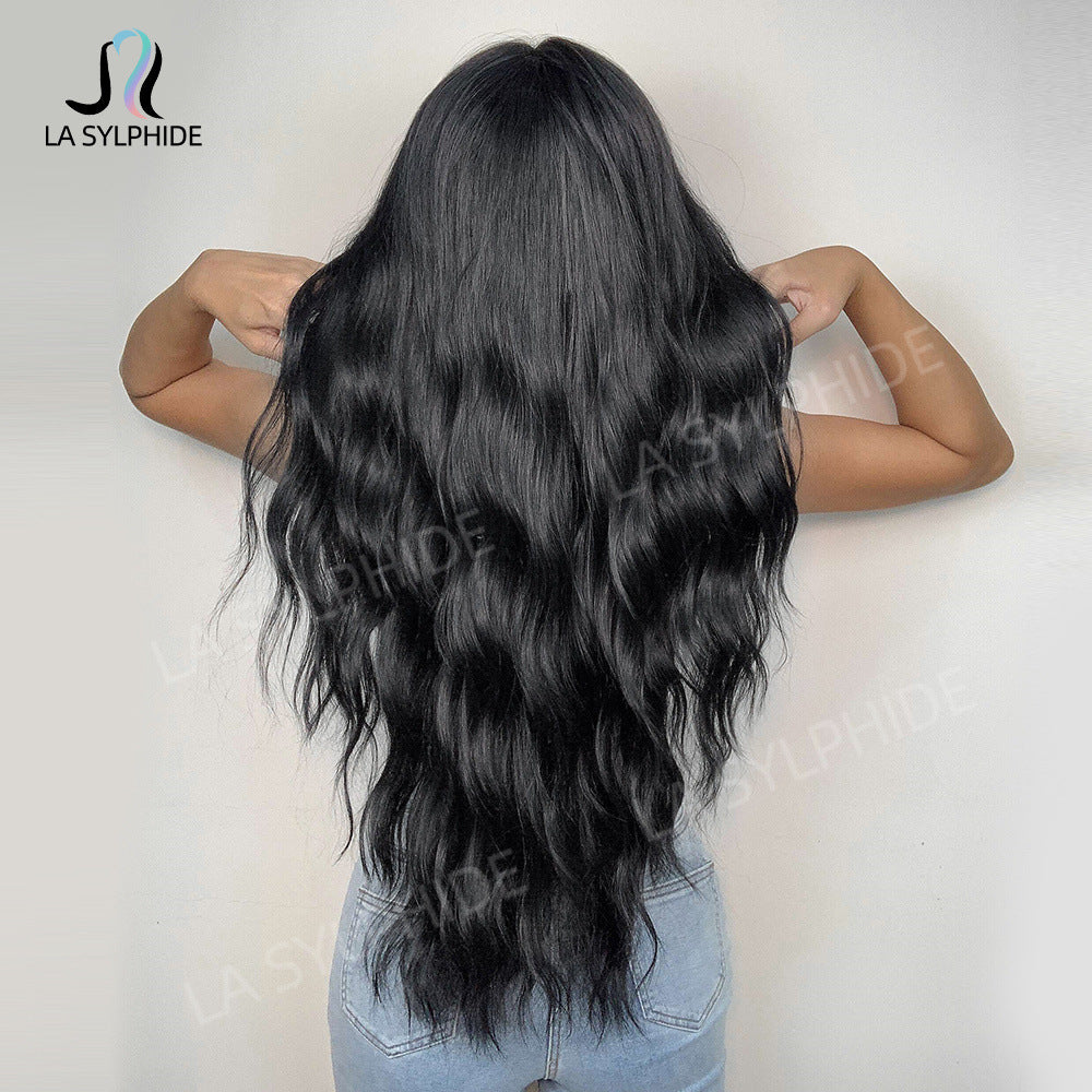 Black Curly Female Mechanism Fiber Head Wig Long Curls