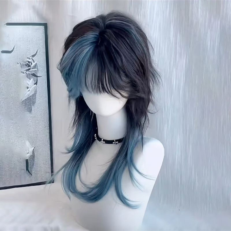 Women's & Men's Jellyfish Anchovy Head Personality Highlight Hair Artificial Human Long Straight Wig