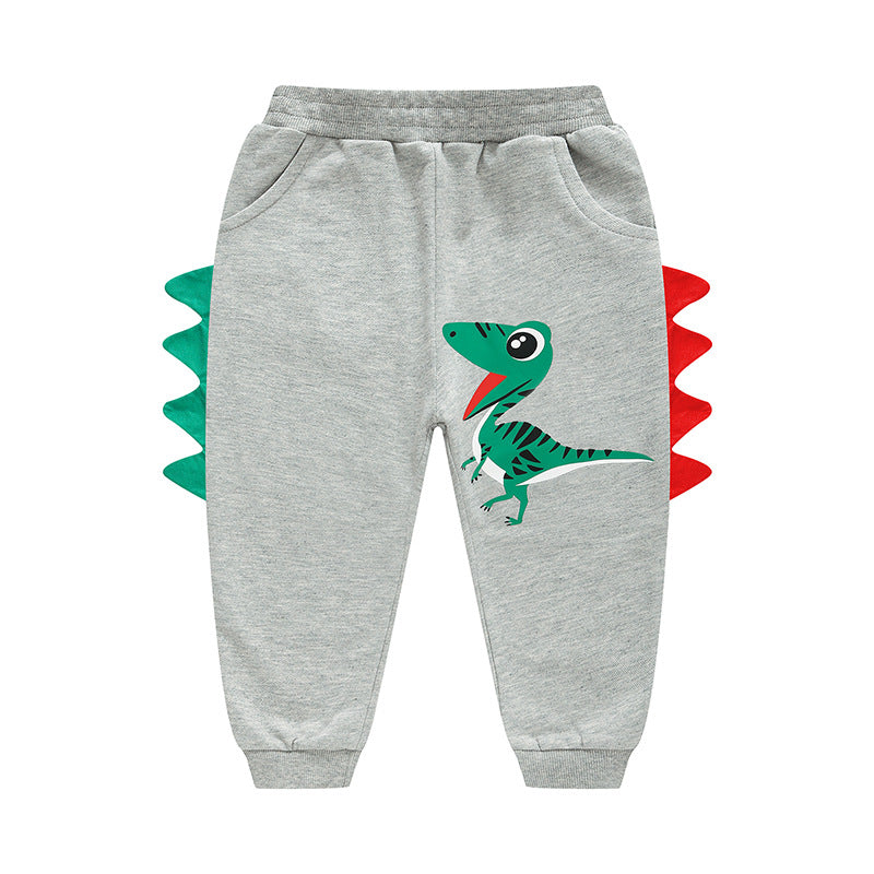 Children's Autumn Crawler Korean Style Sport Dinosaur Cartoon Casual Trousers Children's Pants