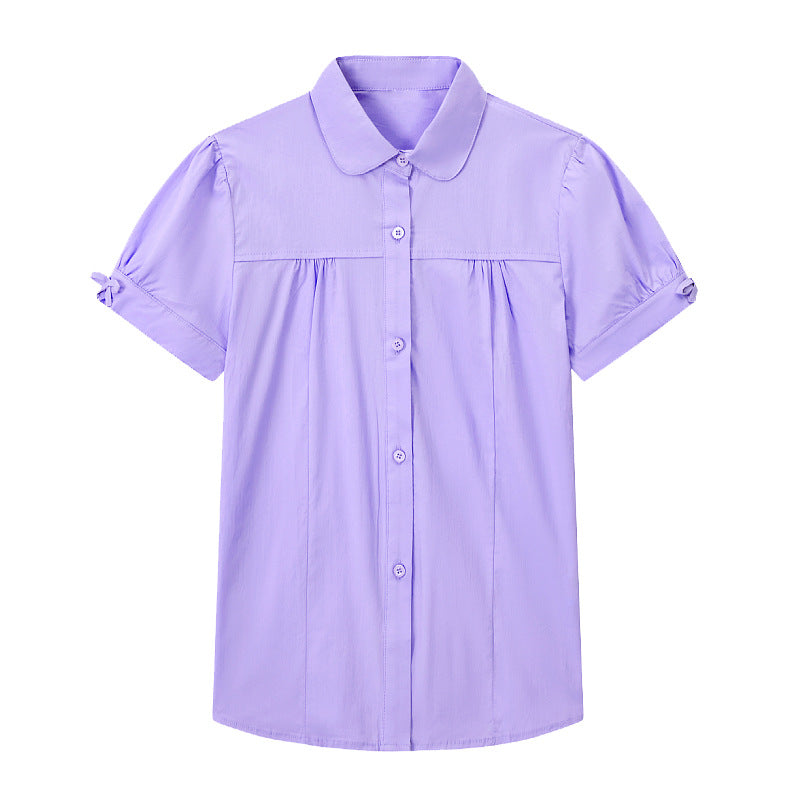 Short-sleeved Solid Color For Middle Older Primary School Summer Children's Shirt