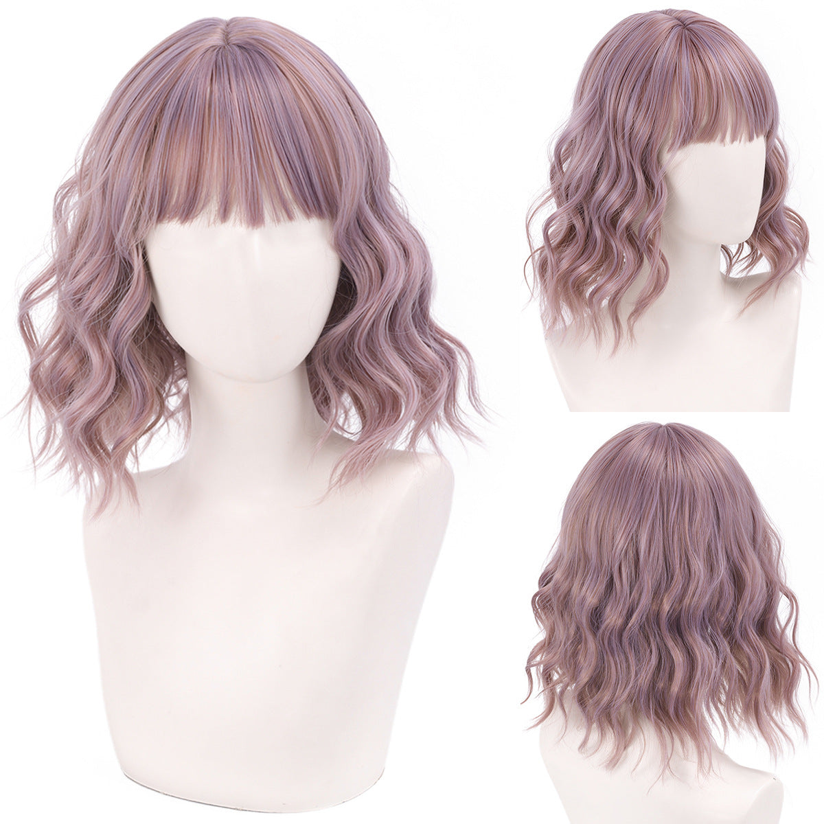 Versatile Comfortable Fringe Festival Water Ripple Wig Short Curly Hair