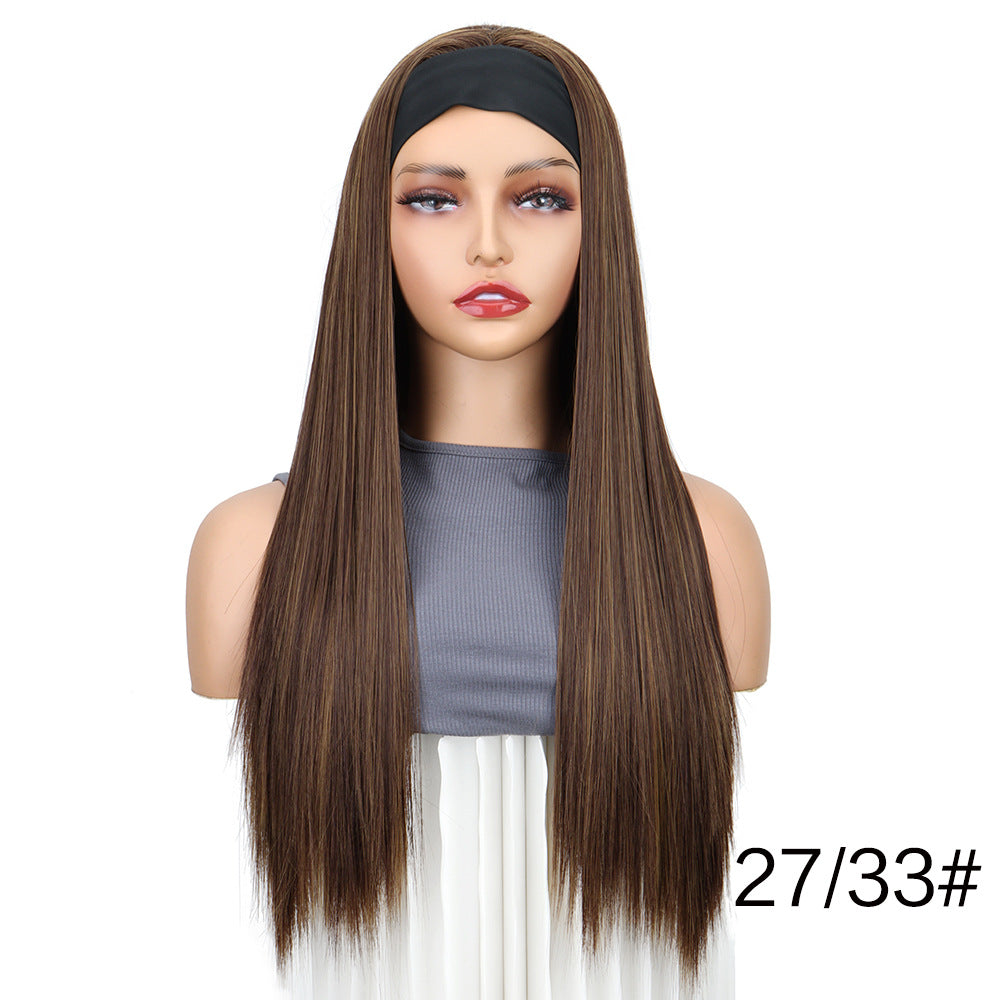 Women's Scarf Black Hair Band Long Straight Other Wig
