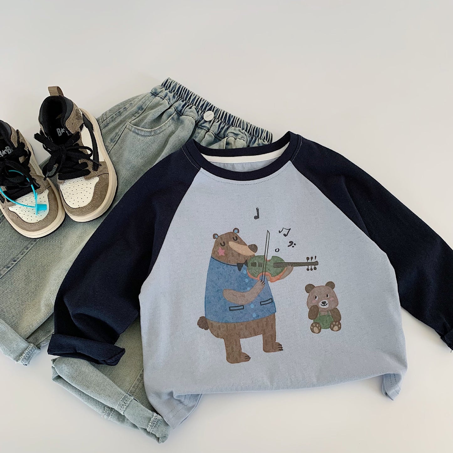 Women's & Men's Korean Style Spring Clothing Long-sleeved Shirt Children's T-shirt