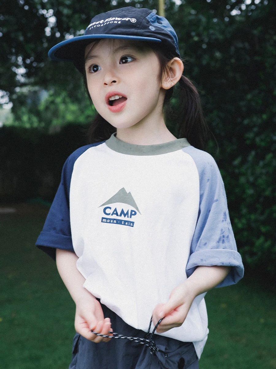 Children's Contrast Color Short-sleeved Summer Cotton Shirt Mountain Children's T-shirt