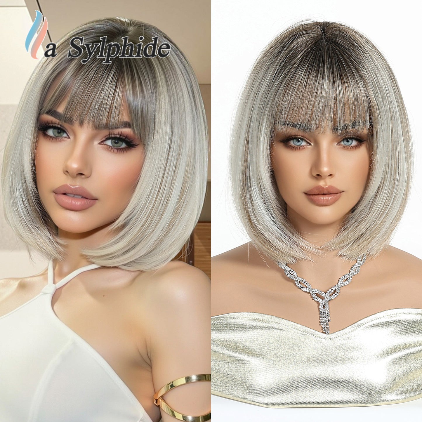 Full Head Cap Imitation Human Natural Top Wig Short Straight Hair