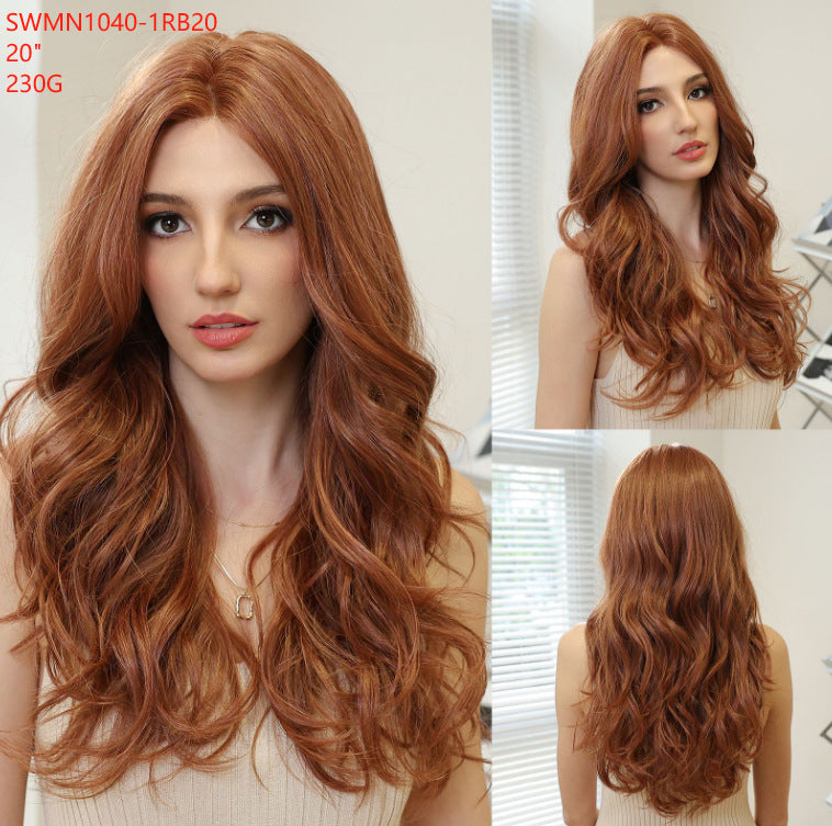 Silk Split Free Curly Hair Female Golden Long Straight Wig