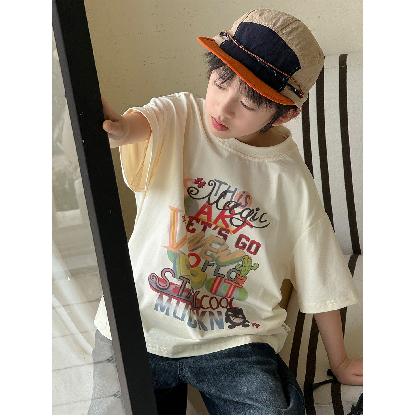 Children's Korean Style American Printed Short Sleeve Casual Children's T-shirt