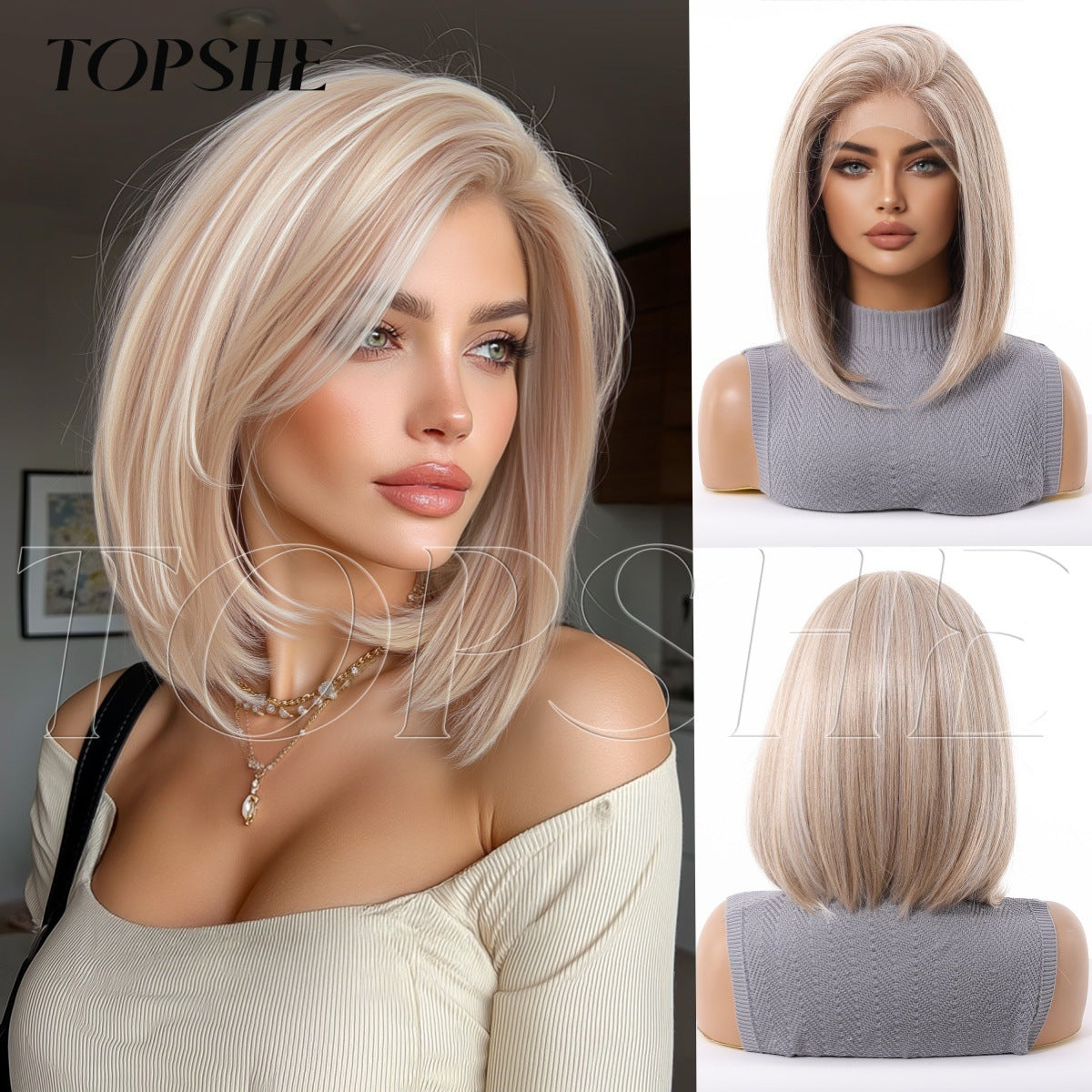 Beautiful Lace Female Dark Brown Summer Wig Short Straight Hair