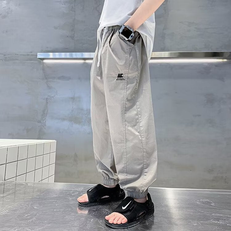 Stitching Embroidery Overalls Middle Big Korean Style Trousers Children's Pants