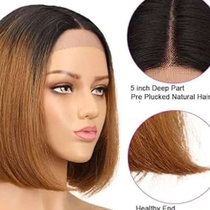 Cool Brazilian Bob With Frontal Human Wig Short Straight Hair