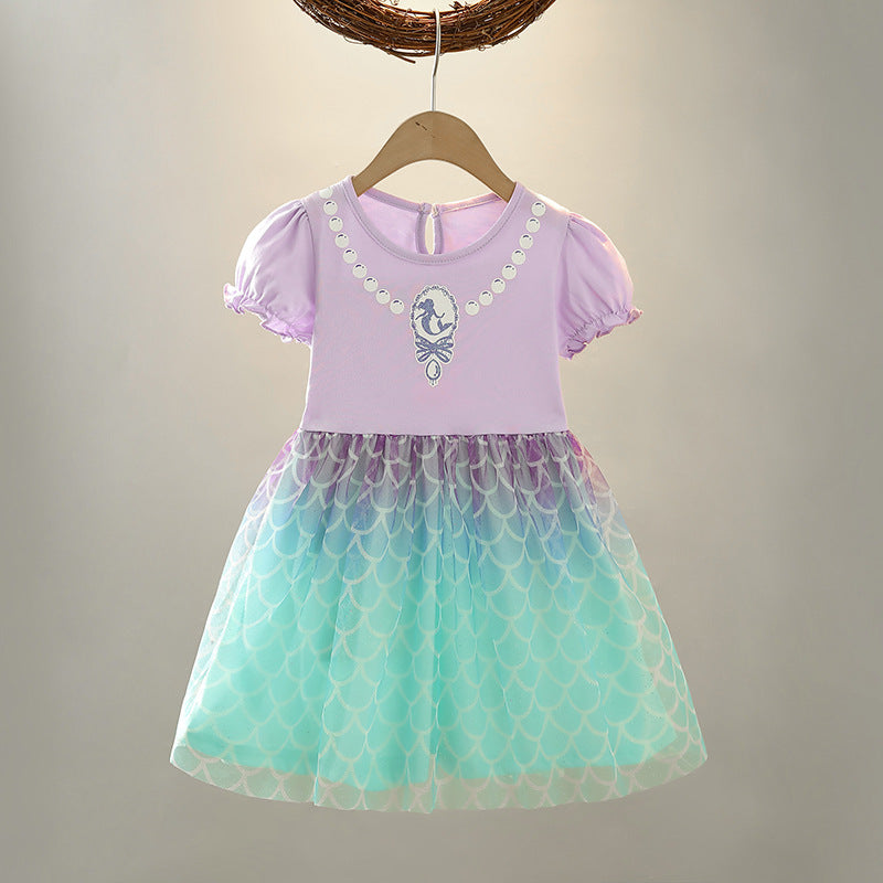 Women's & Children's Summer White Princess Short-sleeved Cotton Alice Children's Dress