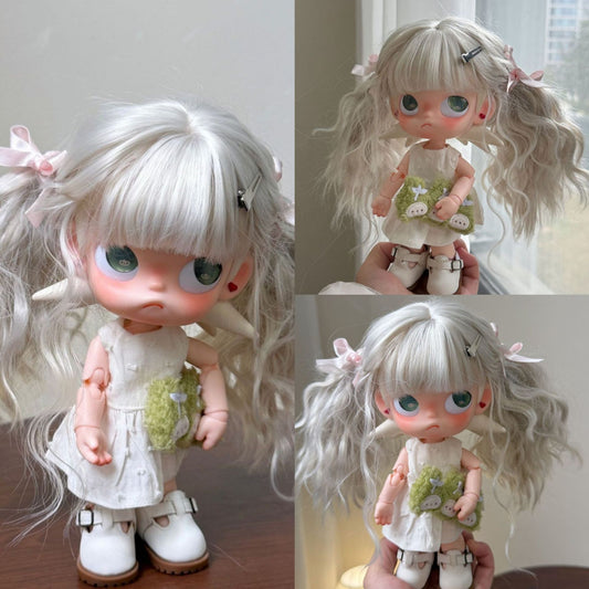 Zi Curly Hair Thickened Super Soft Silk Bangs Milky Other Wig