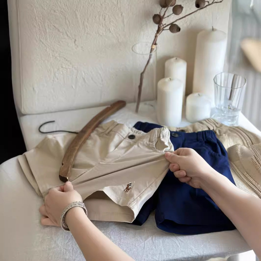 Children's Summer Embroidery Pony Trendy Casual Shorts Boys Thin Children's Pants