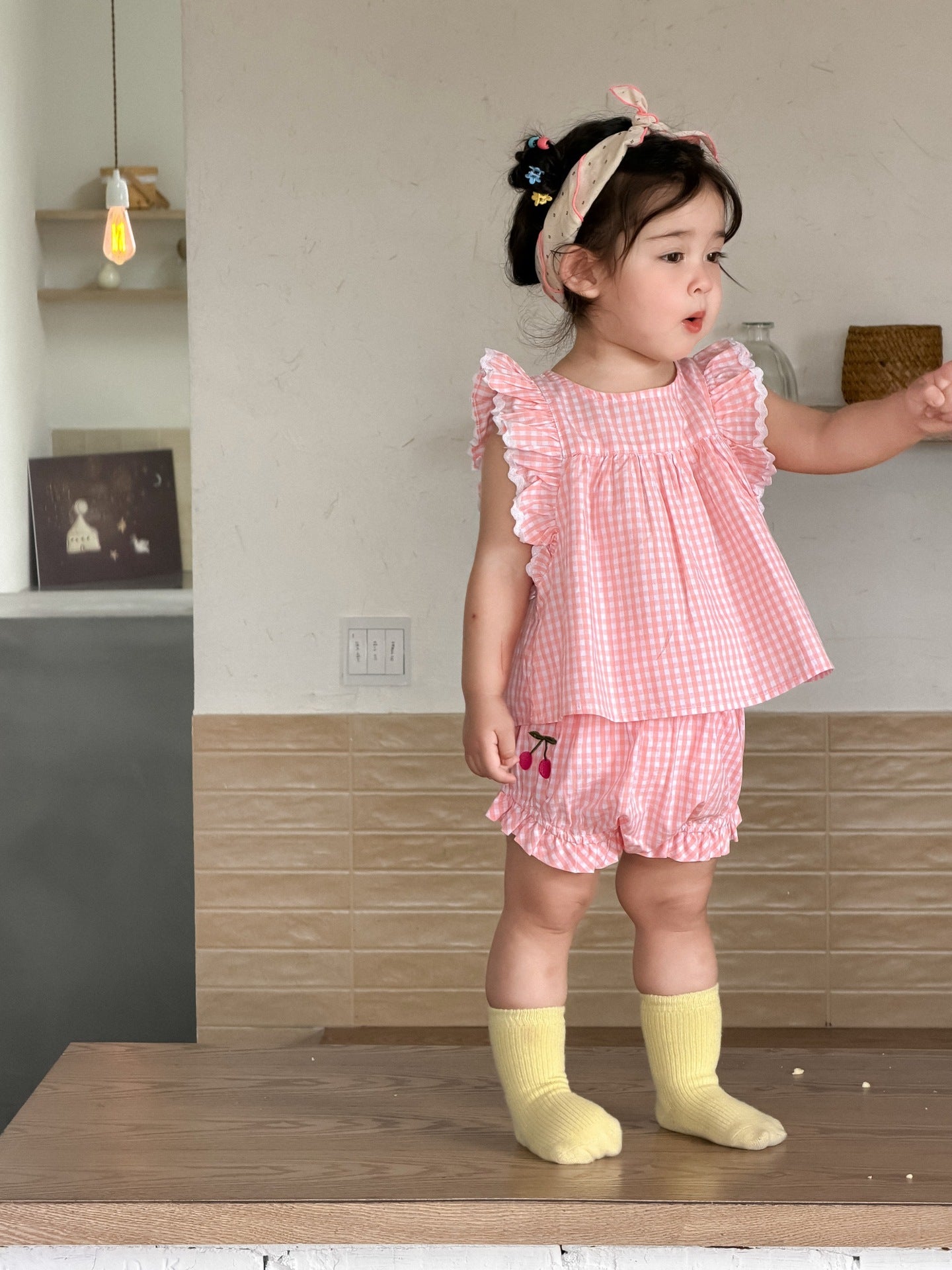 Children's Plaid Summer Thin Korean Style Clothing Children's Suit