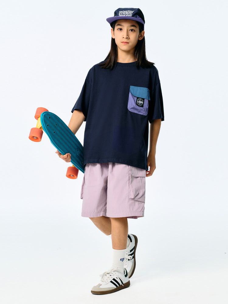Children's Summer Retro Boys Style Thin Overalls Shorts Medium Big Children's Pants