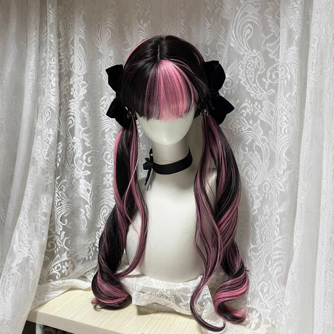 Happy Stone Black Dyed Pink Little Rose Curly Wig Long Curls